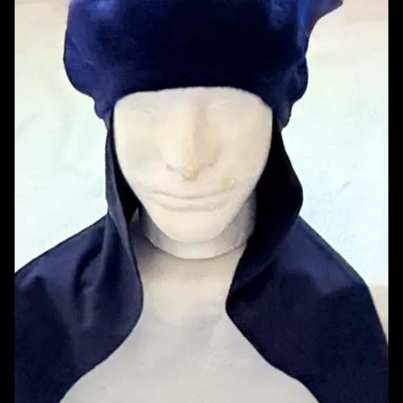 Vintage Women’s Winter Trapper Hat Dark Navy Blue Ear Flaps Fleece Casual - Picture 12 of 12